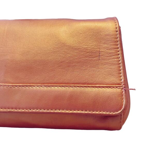 FURLA Refurbished Bag Leather Crossbody Detachable Strap Rose Gold Clutch Italy - Picture 8 of 16